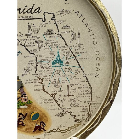 Vintage Disney World Metal tin serving tray 11" Florida Walt Disney Productions - Picture 10 of 11